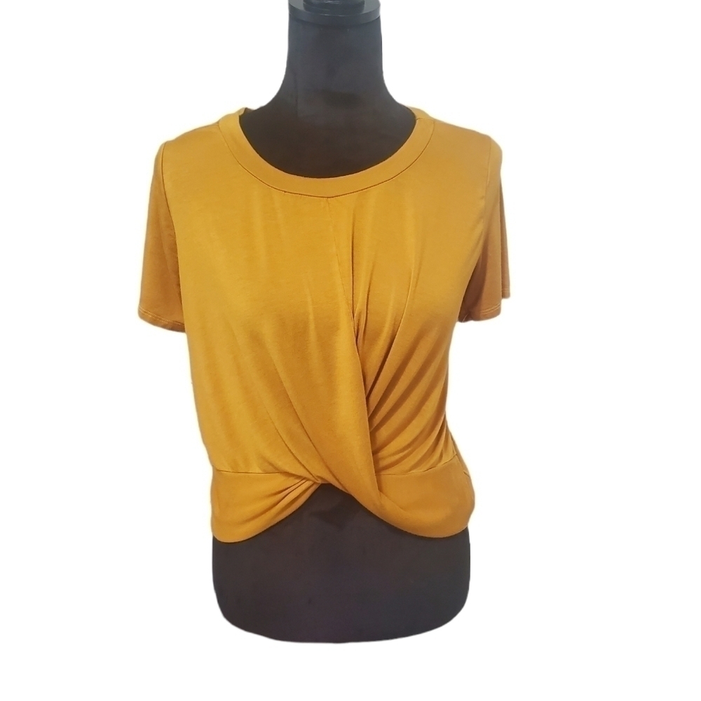 Gaze Knot Cropped Tee mustard yellow size M - Picture 2 of 6